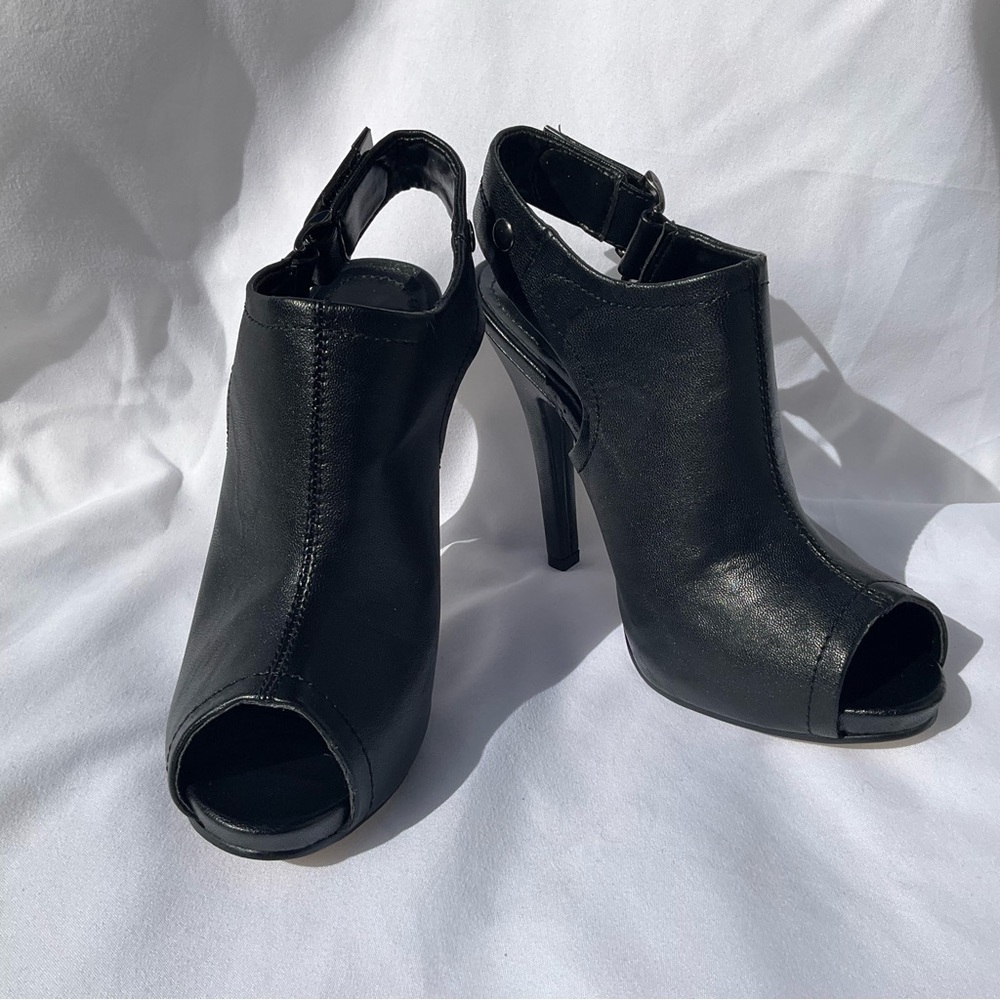 BUNDLE - Spring - Black sling back peep toe 4” stiletto heels - Size 6